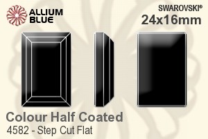 スワロフスキー Step Cut Flat ファンシーストーン (4582) 24x16mm - カラー（ハーフ　コーティング） 裏面にホイル無し