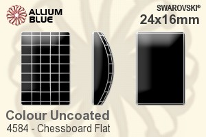 スワロフスキー Chessboard Flat ファンシーストーン (4584) 24x16mm - カラー（コーティングなし） 裏面にホイル無し