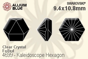 スワロフスキー Kaleidoscope Hexagon ファンシーストーン (4699) 9.4x10.8mm - クリスタル 裏面プラチナフォイル