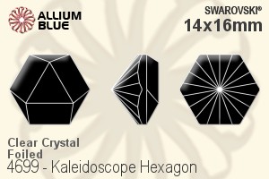 スワロフスキー Kaleidoscope Hexagon ファンシーストーン (4699) 14x16mm - クリスタル 裏面プラチナフォイル