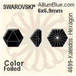 スワロフスキー Kaleidoscope Hexagon ファンシーストーン (4699) 6x6.9mm - カラー 裏面プラチナフォイル