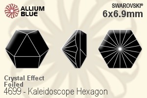 Swarovski Kaleidoscope Hexagon Fancy Stone (4699) 6x6.9mm - Crystal Effect With Platinum Foiling - Click Image to Close