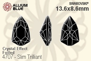 Swarovski Slim Trilliant Fancy Stone (4707) 13.6x8.6mm - Crystal Effect With Platinum Foiling