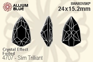 スワロフスキー Slim Trilliant ファンシーストーン (4707) 24x15.2mm - クリスタル エフェクト 裏面プラチナフォイル