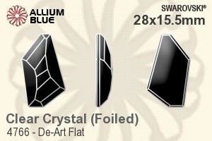 Swarovski De-Art Flat Fancy Stone (4766) 28x15.5mm - Clear Crystal With Platinum Foiling - 关闭视窗 >> 可点击图片
