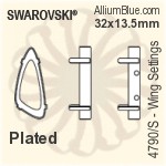 スワロフスキー Wingファンシーストーン石座 (4790/S) 32x13.5mm - メッキ