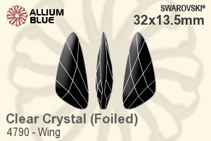 Swarovski Wing Fancy Stone (4790) 32x13.5mm - Clear Crystal With Platinum Foiling - Haga Click en la Imagen para Cerrar