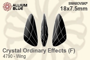 スワロフスキー Wing ファンシーストーン (4790) 18x7.5mm - クリスタル エフェクト 裏面プラチナフォイル