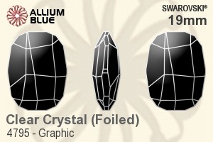Swarovski Graphic Fancy Stone (4795) 19mm - Clear Crystal With Platinum Foiling - Click Image to Close