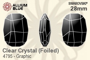 Swarovski Graphic Fancy Stone (4795) 28mm - Clear Crystal With Platinum Foiling - Click Image to Close