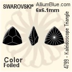 スワロフスキー Kaleidoscope Triangle ファンシーストーン (4799) 6x6.1mm - カラー 裏面プラチナフォイル