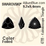 スワロフスキー Kaleidoscope Triangle ファンシーストーン (4799) 9.2x9.4mm - カラー 裏面プラチナフォイル