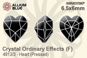 Swarovski Heart (Pressed) Fancy Stone (4813/3) 6.5x6mm - Crystal (Ordinary Effects) With Green Gold Foiling - Click Image to Close