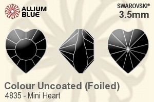 Swarovski Mini Heart Fancy Stone (4835) 3.5mm - Colour (Uncoated) With Platinum Foiling - Click Image to Close