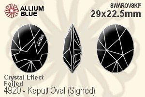 スワロフスキー Kaputt Oval (Signed) ファンシーストーン (4920) 29x22.5mm - クリスタル エフェクト 裏面プラチナフォイル