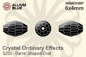 スワロフスキー Barrel Shaped/Oval ビーズ (5200) 6x4mm - クリスタル エフェクト