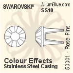 スワロフスキー Rose Pin (53301), ステンレススチールケーシング, SS10ストーン付き - カラーエフェクト