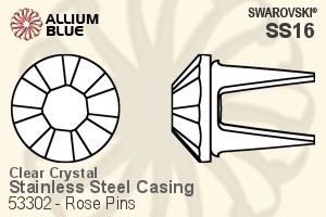 Swarovski Rose Pin (53302), Stainless Steel Casing, With Stones in SS16 - Clear Crystal