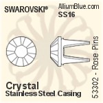 スワロフスキー Rose Pin (53302), ステンレススチールケーシング, SS16ストーン付き - クリスタル