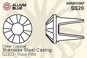 Swarovski Rose Pin (53303), Stainless Steel Casing, With Stones in SS20 - Clear Crystal - 關閉視窗 >> 可點擊圖片