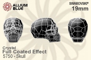 スワロフスキー Skull ビーズ (5750) 19mm - クリスタル エフェクト (Full Coated) - ウインドウを閉じる