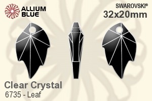 Swarovski Leaf Pendant (6735) 32x20mm - Clear Crystal