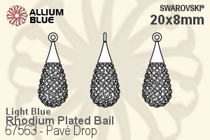 施華洛世奇 Pavé Drop 吊墜 (67563) 20mm - CE Light Blue / Aquamarine 白金 鍍面 Bail - 關閉視窗 >> 可點擊圖片