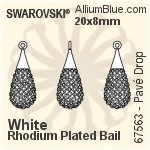 スワロフスキー Pavé Drop ペンダント (67563) 20mm - CE White / Crystal Aurore Boreale ロジウム メッキ Bail