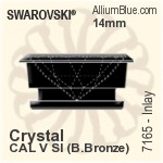 Swarovski Inlay (7165) 14mm - Crystal CAL V SI With Bronze Brushed Casing
