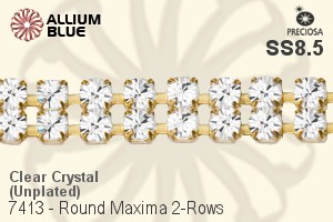 Preciosa Round Maxima 2-Rows Cupchain (7413 7172), Unplated Raw Brass, With Stones in PP18 - Clear Crystal