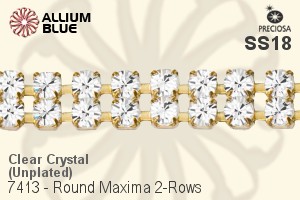 Preciosa Round Maxima 2-Rows Cupchain (7413 7176), Unplated Raw Brass, With Stones in SS18 - Clear Crystal - Haga Click en la Imagen para Cerrar