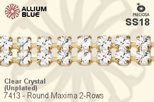 Preciosa Round Maxima 2-Rows Cupchain (7413 7176), Unplated Raw Brass, With Stones in SS18 - Clear Crystal - Click Image to Close