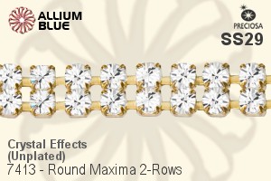 Preciosa Round Maxima 2-Rows Cupchain (7413 7182), Unplated Raw Brass, With Stones in SS29 - Crystal Effects - Haga Click en la Imagen para Cerrar