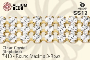 Preciosa Round Maxima 3-Rows Cupchain (7413 7175), Unplated Raw Brass, With Stones in PP24 - Clear Crystal