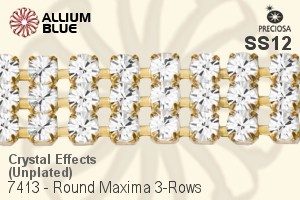 Preciosa Round Maxima 3-Rows Cupchain (7413 7175), Unplated Raw Brass, With Stones in PP24 - Crystal Effects - 關閉視窗 >> 可點擊圖片