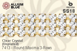 Preciosa Round Maxima 3-Rows Cupchain (7413 7177), Unplated Raw Brass, With Stones in SS18 - Clear Crystal - 關閉視窗 >> 可點擊圖片