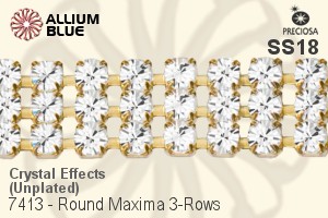 Preciosa Round Maxima 3-Rows Cupchain (7413 7177), Unplated Raw Brass, With Stones in SS18 - Crystal Effects - Click Image to Close