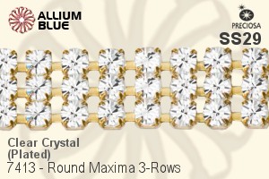 Preciosa Round Maxima 3-Rows Cupchain (7413 7183), Plated, With Stones in SS29 - Clear Crystal