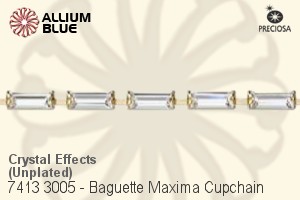 Preciosa Baguette Maxima Cupchain (7413 3005), Unplated Raw Brass, With Stones in 7x3mm - Crystal Effects - ウインドウを閉じる