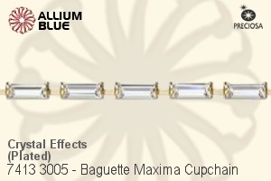 Preciosa Baguette Maxima Cupchain (7413 3005), Plated, With Stones in 7x3mm - Crystal Effects - 关闭视窗 >> 可点击图片