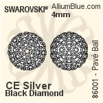 施華洛世奇 Pavé Ball (86001) 4mm - CE Silver / Black Diamond