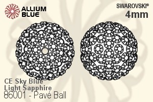 スワロフスキー Pavé Ball (86001) 4mm - CE Sky Blue / Light Sapphire - ウインドウを閉じる