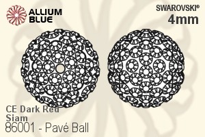 施华洛世奇 Pavé Ball (86001) 4mm - CE Dark Red / Siam