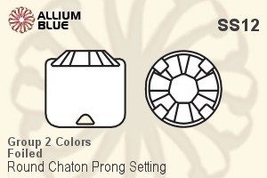 Premium Crystal Round Chaton in Prong Setting (Special Production) SS12 - Group 2 Colors With Foiling - Click Image to Close