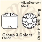 プレミアム・クリスタル Round Chaton in Prong 石座, （特別生産品） SS28 - グループ3の色 フォイル