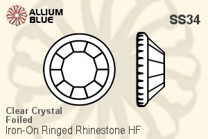 Premium Crystal Iron-On Ringed Rhinestone Hot-Fix SS34 - Clear Crystal With Foiling - 關閉視窗 >> 可點擊圖片