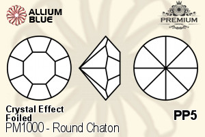 PREMIUM Round Chaton (PM1000) PP5 - Crystal Effect With Foiling - Click Image to Close