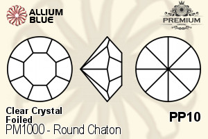 PREMIUM Round Chaton (PM1000) PP10 - Clear Crystal With Foiling - Haga Click en la Imagen para Cerrar