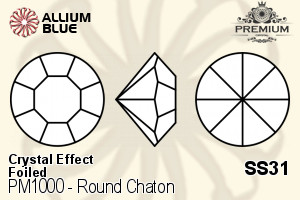 PREMIUM Round Chaton (PM1000) SS31 - Crystal Effect With Foiling - 关闭视窗 >> 可点击图片