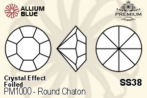PREMIUM Round Chaton (PM1000) SS38 - Crystal Effect With Foiling
